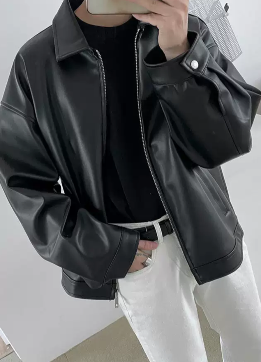 Leder jacke mit Reißverschluss