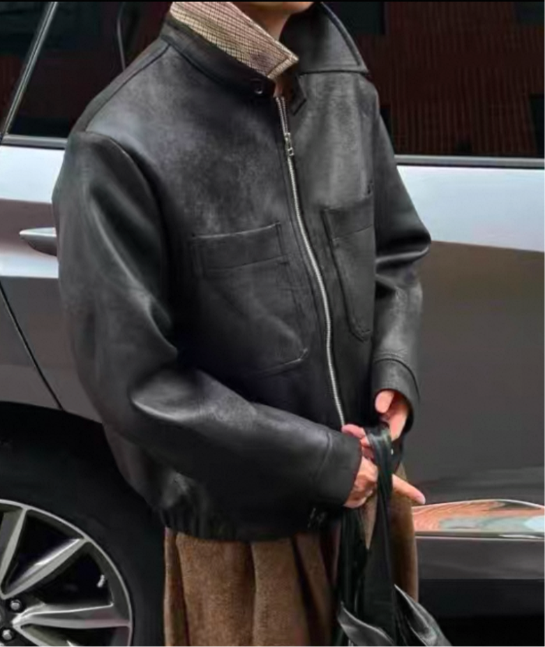 Lederjacke mit Taschen