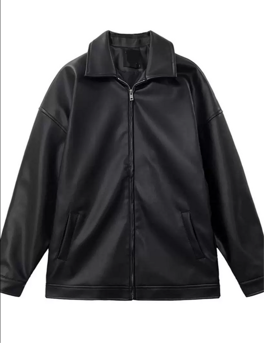 Leder jacke mit Reißverschluss